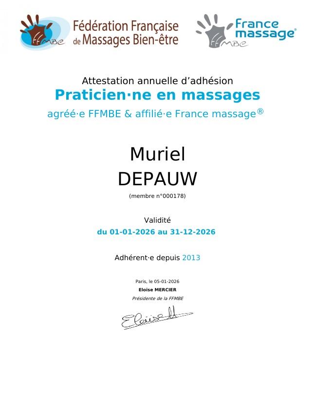 Attestation d'adhésion à la FFMBE pour l'année 2026