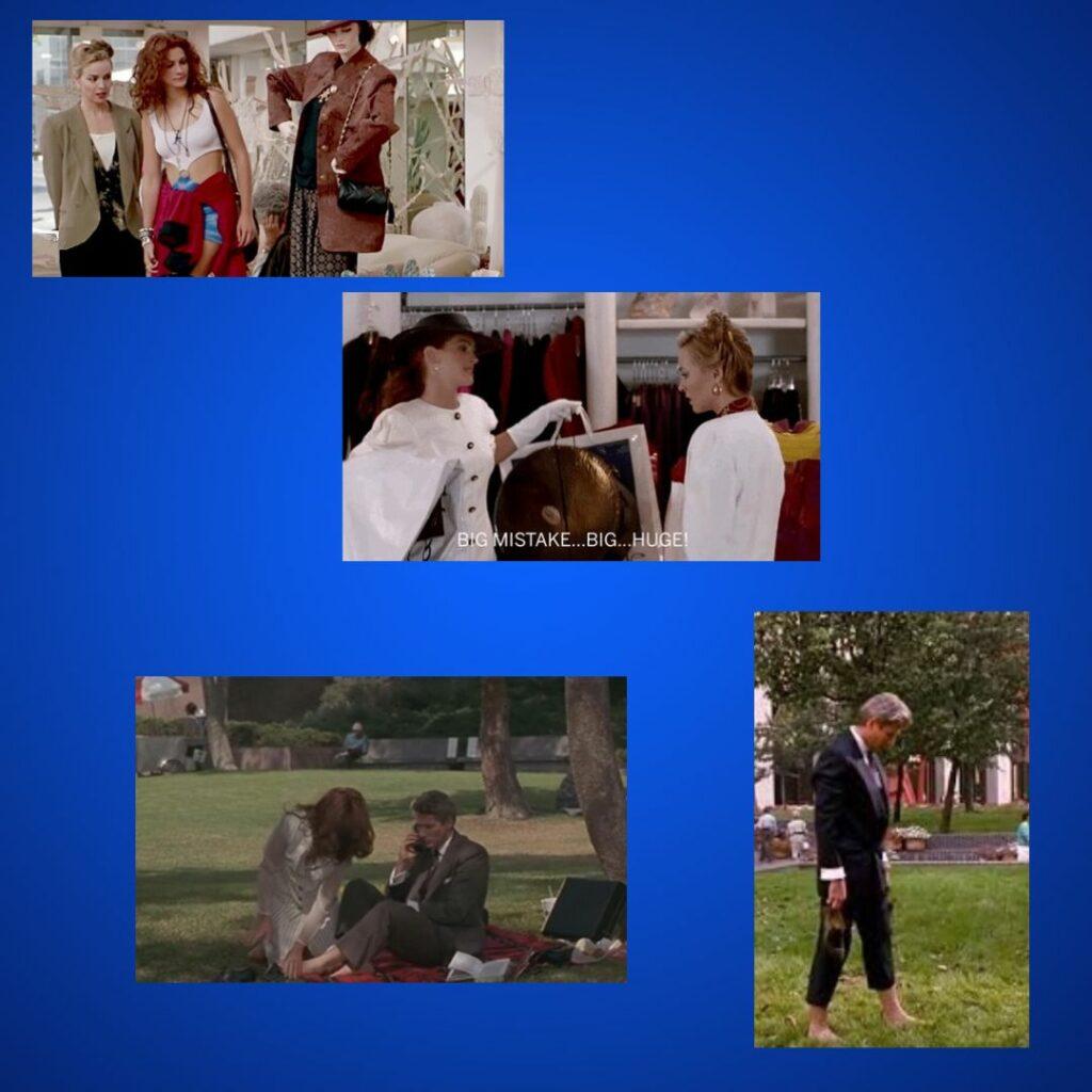 Montage de scènes du film Pretty Woman montrant la quête de réussite, le luxe et un moment simple où Edward marche pieds nus dans l’herbe.