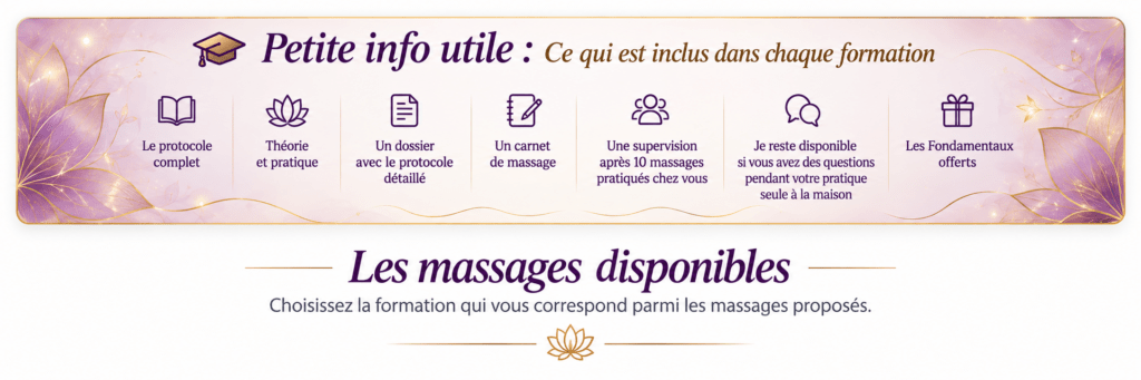 Contenu des formations massage et présentation des massages disponibles en formation chez Souffle d’Inde.